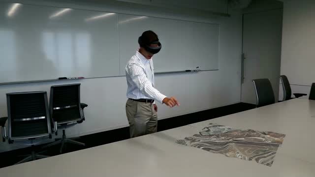 HoloLens boardroom demonstration with colleagues.