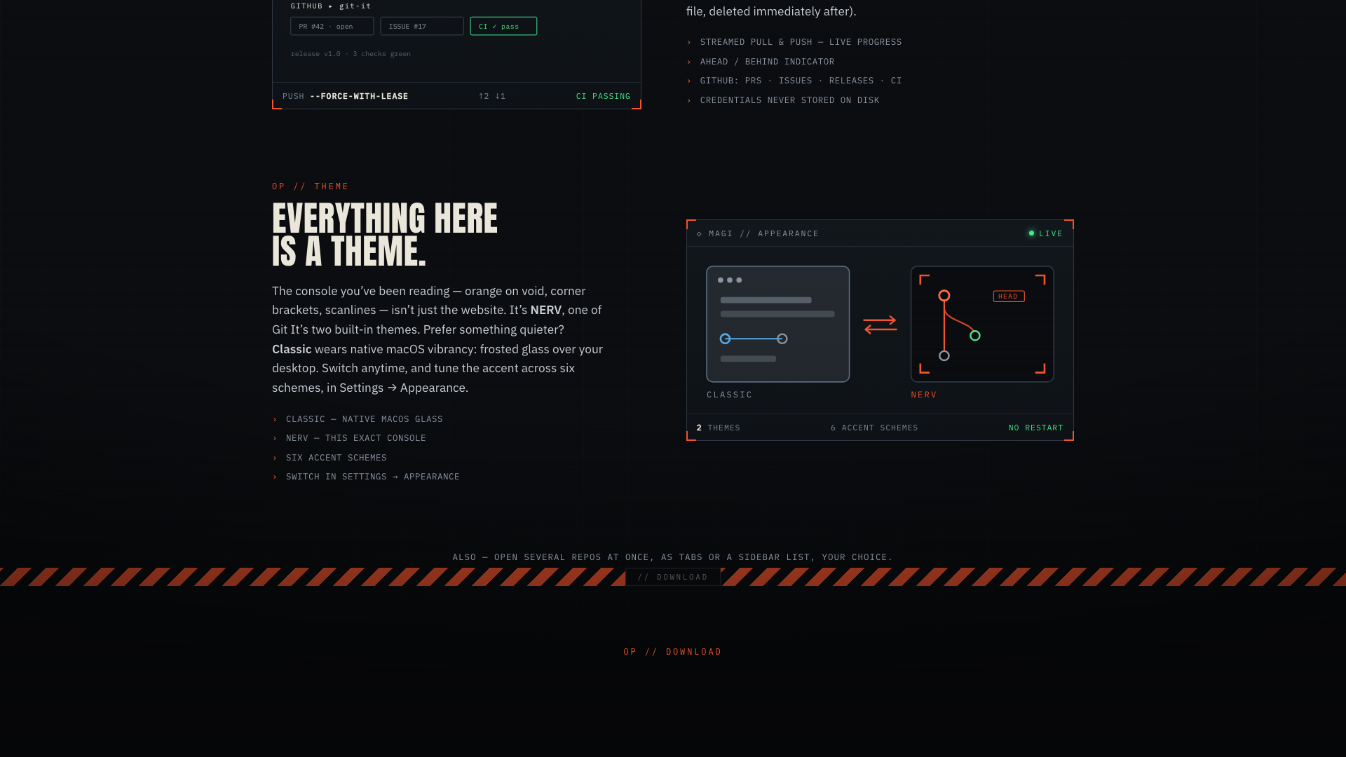 Git It using the NERV terminal-inspired theme.